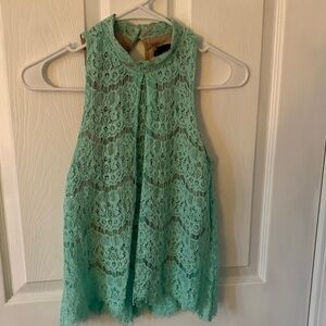 Fire Los Angeles Mint Lace Sleeveless Top